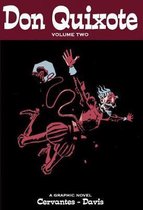 Don Quixote Volume Two graphic novel cover art, met een cartoonachtige afbeelding van Don Quixote die valt.