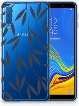 Geschikt voor Samsung Galaxy A7 (2018) Siliconen Back Cover Design Leaves Blue