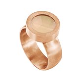 Quiges RVS Schroefsysteem Ring Rosékleurig Mat 17mm met Verwisselbare Cat's Eye Perzikkleur 12mm Mini Munt