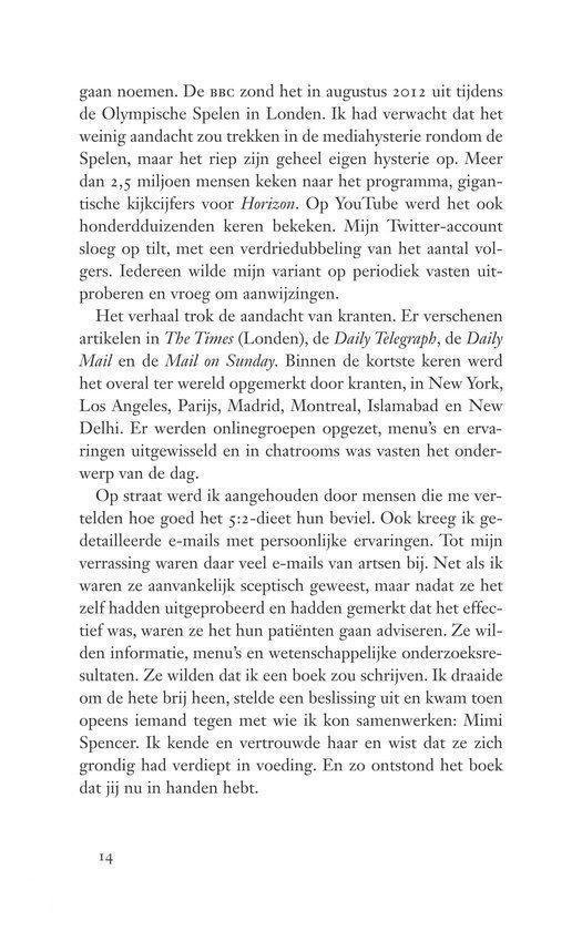 Tekst over de media-aandacht voor het dieet en de persoonlijke ervaringen van Mimi Spencer.