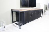Industriële kast / TV meubel "Seattle" - Hout en Staal - 200x40x60 cm - Handgemaakt