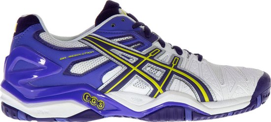 Asics Gel-Resolution 5 OC Sportschoenen - Maat 42.5 - Vrouwen -  wit/paars/geel | bol.com