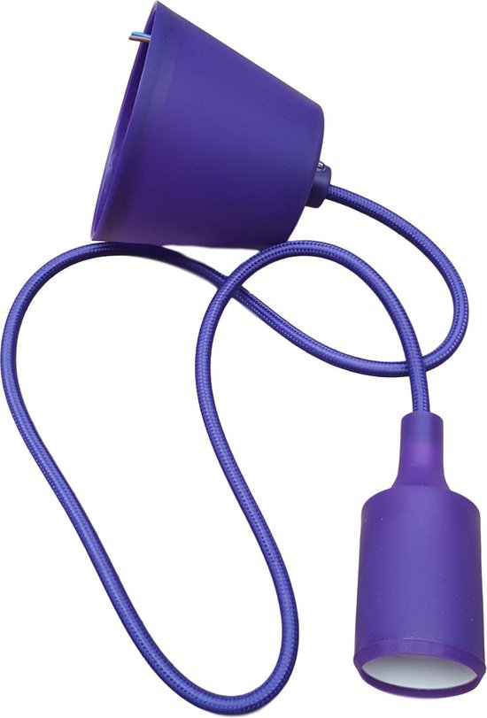 LED lamp DIY | pendel hanglamp - strijkijzer snoer | E27 siliconen fitting | paars