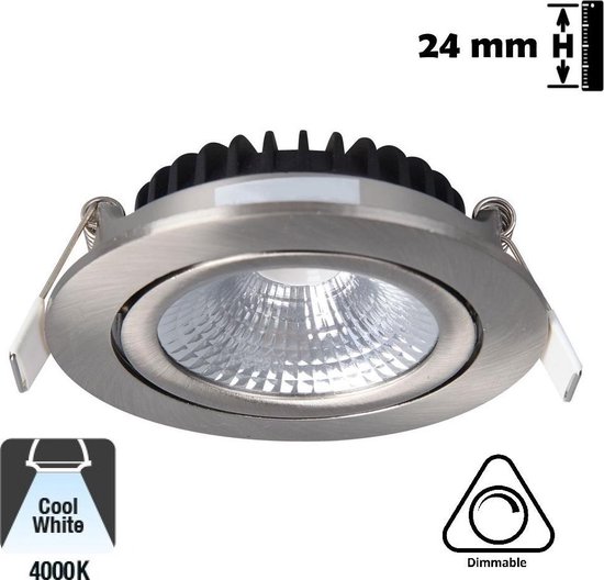 Spot encastrable LED gris 5W faisceau 24° ou 60° avec trou de 75mm à 80mm