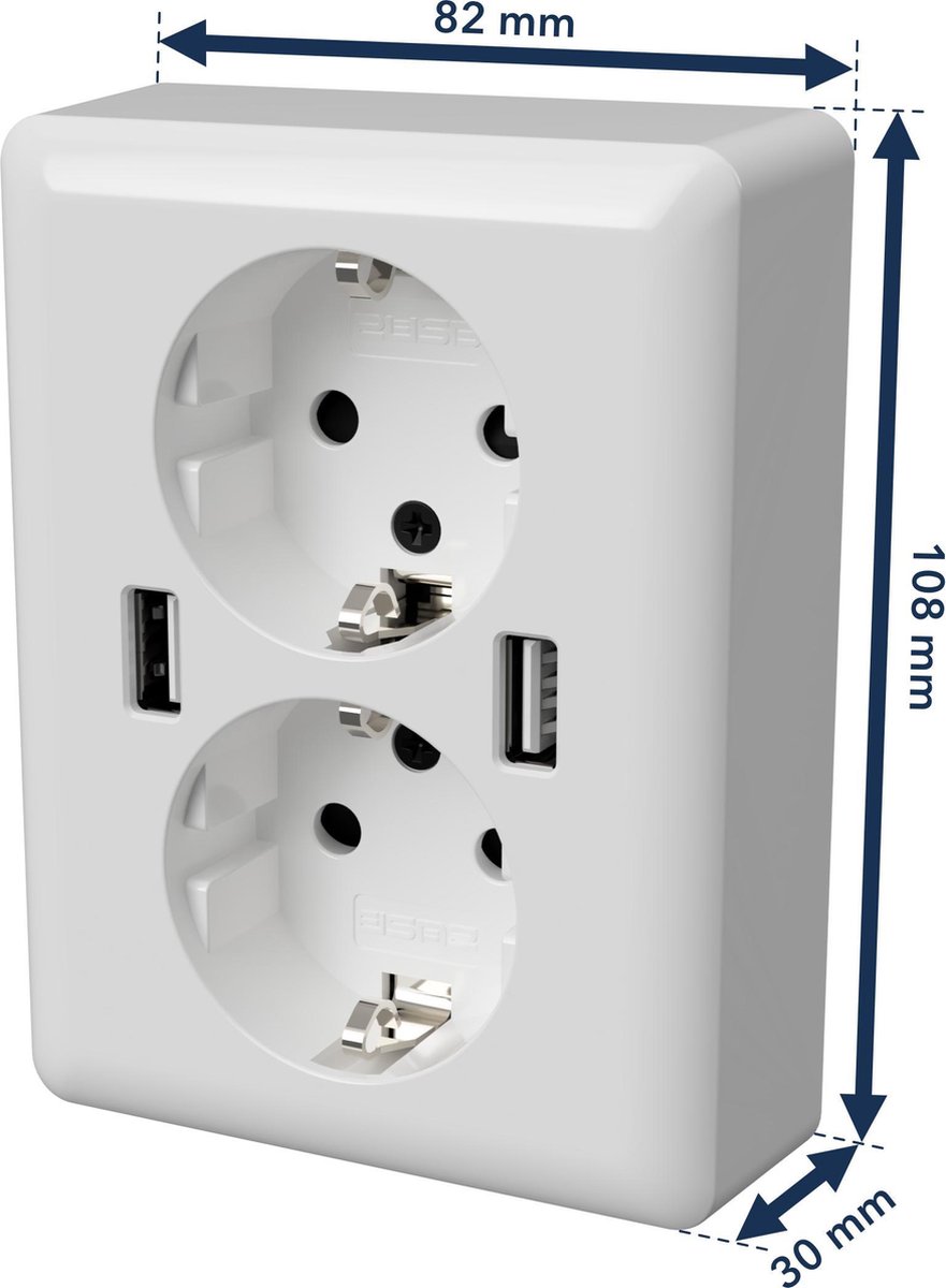 Onhandig straf dans 2USB easyCharge DUO dubbel stopcontact USB AA 12W 2.4A Glanzend Wit |  bol.com