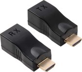 HDMI naar RJ45 Extender Adapter (verzender & ontvanger) via een Cat-5e/6 kabel  ondersteunt HDCP  Verzend bereik: 30 metr (zwart)
