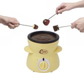 Bestron Chocolade-Fondueset voor 2 Personen, elektrische Chocofondue incl. 10x spiesen, 10x vorken en 1x spatel, 25 Watt, kleur: geel