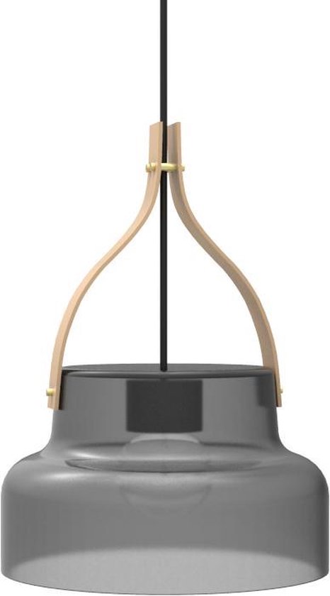 Gespecificeerd grens Verrast zijn Design Mor Hanglamp - Glas/leer - Ø26 x 55 cm - Zwart | bol.com