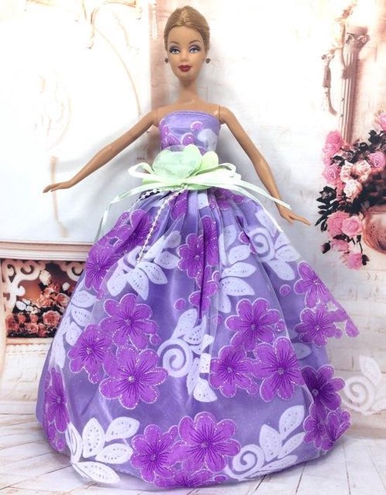 Witte Prinsessenjurk of trouwjurk met bloem voor Barbie pop | bol.com