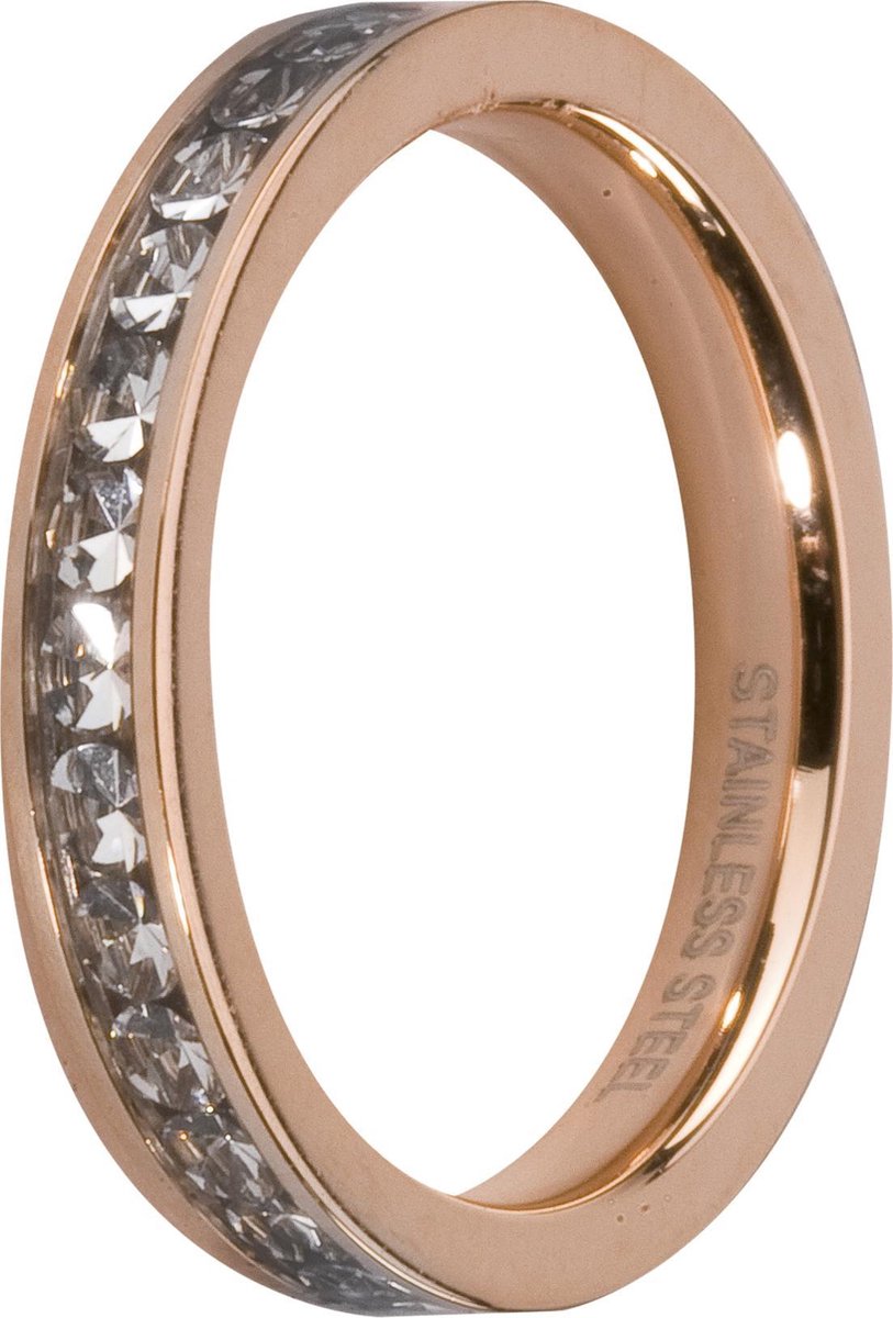 Melano friends Eva cz ring - Roségoudkleurig/ Crystal - Dames - Maat 52