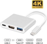 USB-C adapter voor Macbook met USB, HDMI, USB-C - Zilver