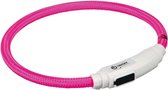 "Trixie halsband voor kat  flash light lichtgevend usb oplaadbaar roze 7 mmx35 cm"