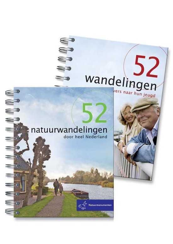 Cover van het boek '52 natuurwandelingen door heel Nederland + gratis 52 wandelingen met schrijvers naar hun jeugd' van Marjolein den Hartog en Ellie Brik