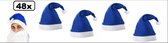 Kerstmuts, kerstmis, santa hat, basic kerstmuts - blauw - 48 stuks