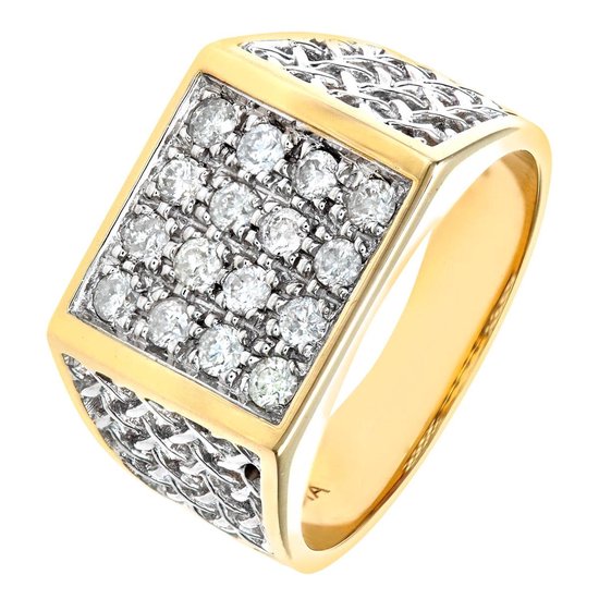 9k Geel Gouden Heren Diamant Cluster Ring | bol.com