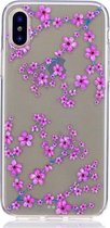 Shop4 - iPhone Xs Hoesje - Zachte Back Case Bloesem Takken Transparant