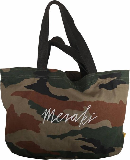 Mycha Ibiza – tas – Comte Meraki 7002 – XL Shopper – Canvas Tas – reistas – handbagage tas – Army print – Clutch