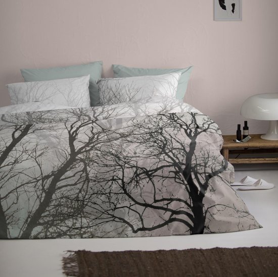 Aisbo beddengoed, 220x240, 3-delig dekbedovertrek - beddengoedset 240x220 cm, geometrisch grijs patroon met 2 kussensslopen 80x80 cm, microvezel dekbedovertrek met ritssluiting, strijkvrij en zacht