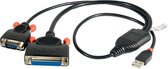 Lindy USB & Serial Parallel Converter RS-232 USB 2.0 A Zwart kabeladapter/verloopstukje