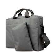 Laptoptas donker grijs met een gewatteerde voering voor een goede bescherming, schouderriemen, extra accessoire tasje