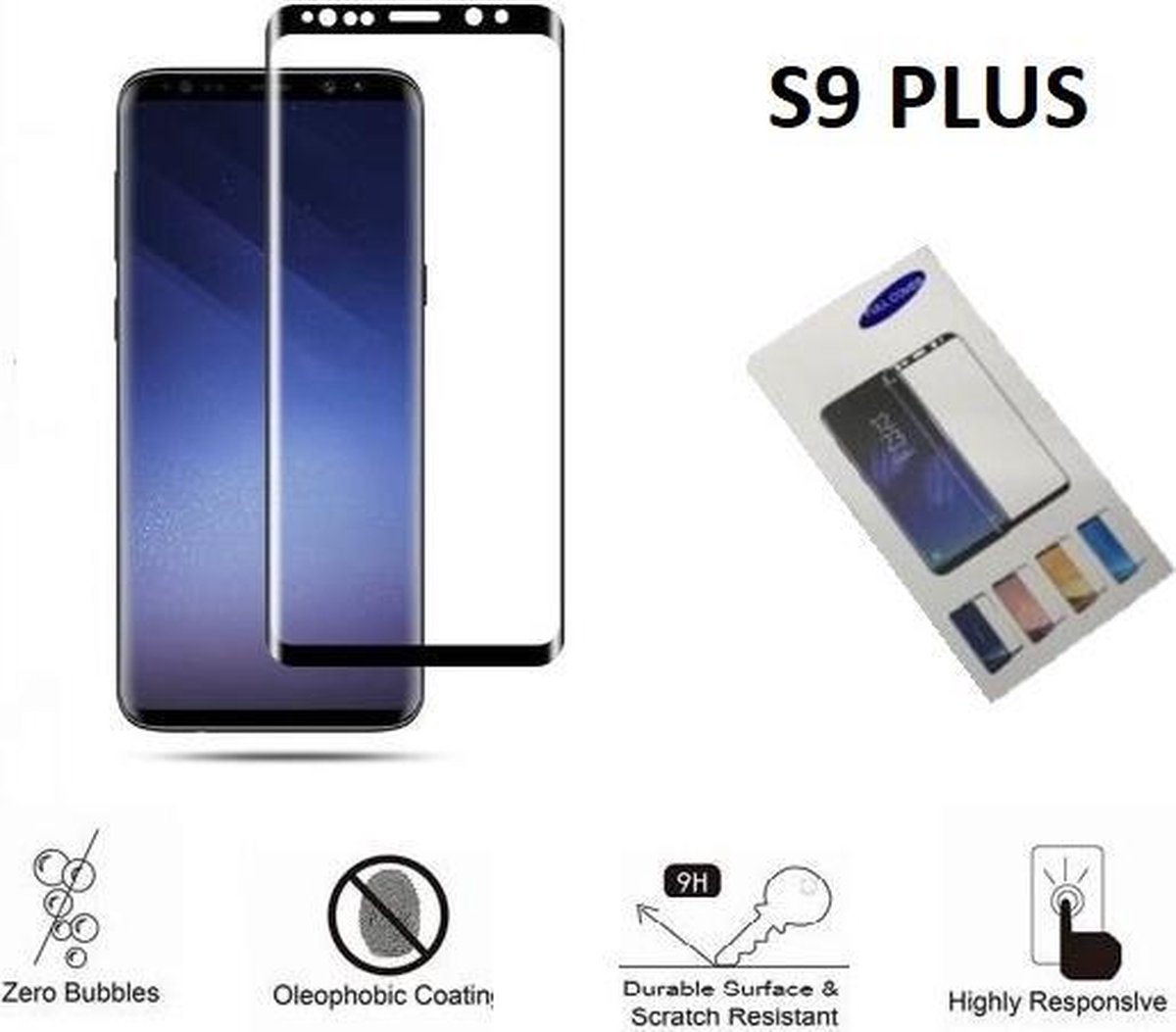Samsung Galaxy S9Plus 3D Screen Protector Gehard Glas Bescherming Film