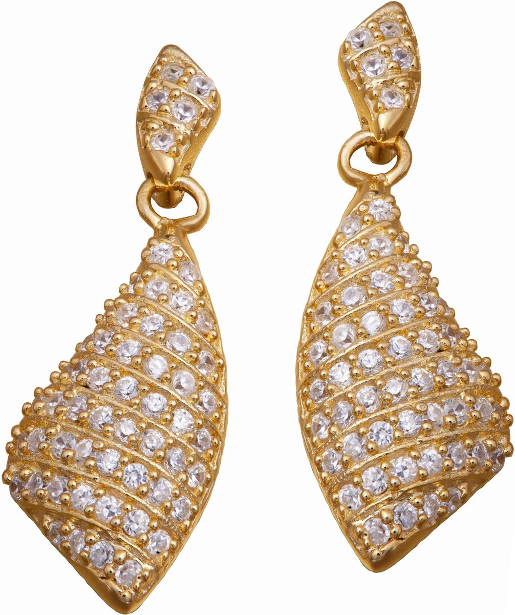 Orphelia ZO-5884-GOLD - Oorhangers Pavé - Zilver 925 verguld - Zirkonia - 3.6 cm