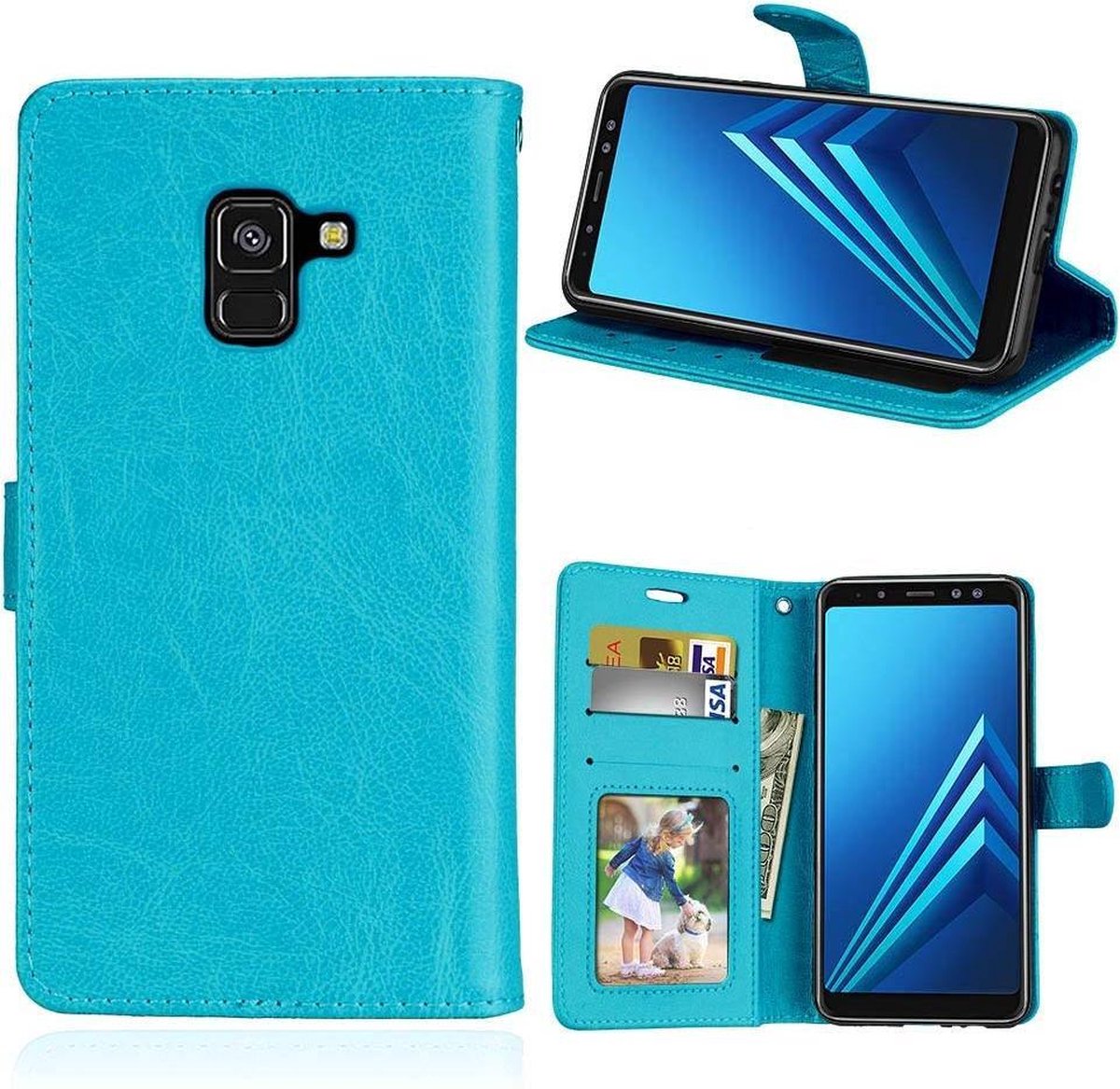 Portemonnee case hoesje Turquoise Samsung Galaxy A6 Plus 2018 A605