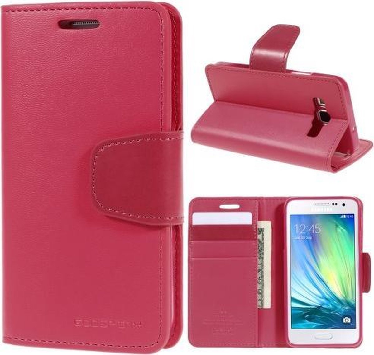 Goospery Sonata Leather case hoesje Geschikt voor: Samsung Galaxy A5 2015 hot pink