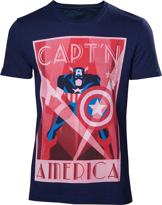 Marvel - Capt'n America Shield Up Blue T-Shirt - S