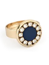 N˚17W439 - RING VERGULD MET STEEN EN SWAROVSKI - BLAUW - ZATTHU JEWELRY