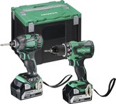 Hitachi combopack - KC18DBDL(WB) - bestaande uit DS18DBL2 boor-schroefmachine + WH18DBDL2 slagschroevendraaier + 2x accu BSL1850 + lader in HSC IV