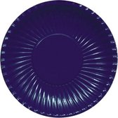 10x Platte kartonnen bordjes donkerblauw/navy 23 cm - Wegwerpborden van karton - Feestbordjes - Feestartikelen tafeldecoratie