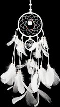 Hanger dromenvanger rond met veren 55x20cm – Multicolour/Wit