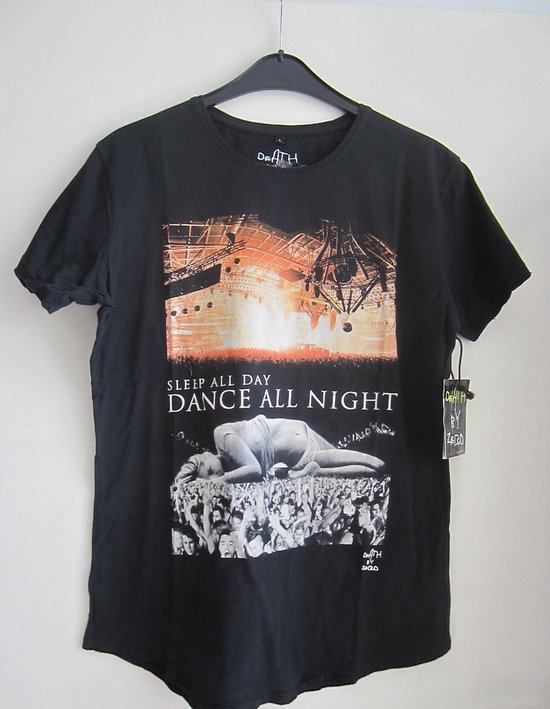 Death By Zero t-shirt - Dance All Night - Zwart - Maat S .
