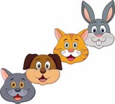 Kartonnen huisdieren maskers voor kinderen 4x
