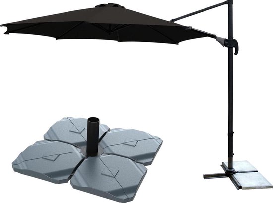 Kopu® Zweefparasol Vigo met parasolvoet - 300 cm rond - Black | bol.com