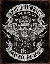 Signs-USA Speed Junkies - Skull - Motor club - plaque murale rétro - 40 x 30 cm