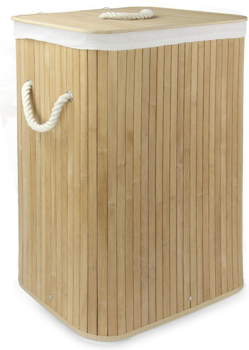 Bamboe Wasmand met Deksel - 72L - Multifunctioneel - Natuurlijk Bruin