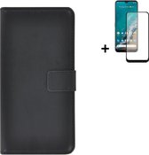 Nokia G50 Hoesje - Nokia G50 Screenprotector - Wallet Bookcase Zwart + Full Screenprotector