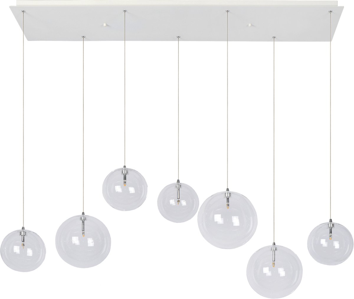 Atmooz - Hanglamp Merida - Wit - Metaal / Helder glas - Woonkamer / Slaapkamer / Eetkamer - Plafondlamp - Hoogte 120cm