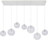 Atmooz - Hanglamp Merida - Wit - Metaal / Helder glas - Woonkamer / Slaapkamer / Eetkamer - Plafondlamp - Hoogte 120cm