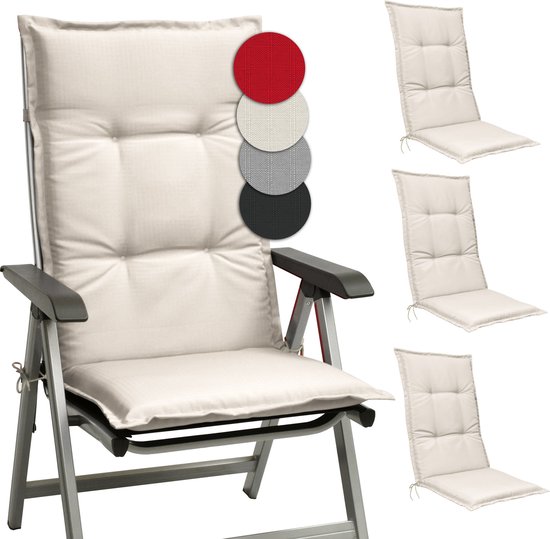 Coussin pour chaise à haut dossier, set de 4, hydrofuge, gris