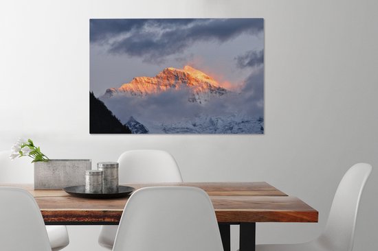 Coucher de soleil sur les Alpes suisses à l' Eiger Toile 90x60 cm - Tirage photo sur toile (Décoration murale salon / chambre)