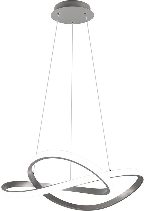 LED Hanglamp - Hangverlichting - Torna Corcy - 27.5W - Natuurlijk Wit 4000K - Dimbaar - Rond - Mat Nikkel - Aluminium