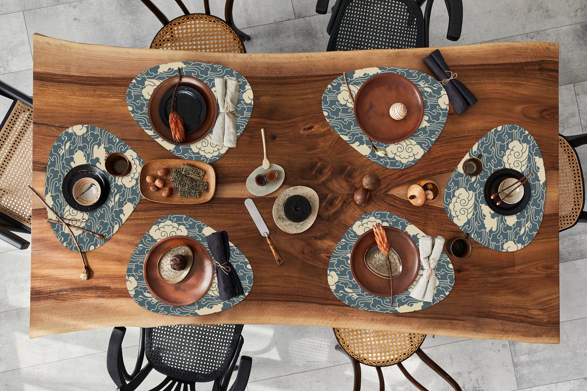 Placemat organisch - Placemats organic - Onderleggers - Design - Noors - Wolken - 6 stuks
