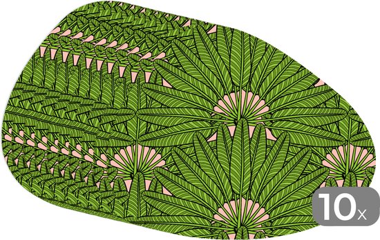 Set de table bio - Napperons bio - Sets de table - Feuille de palmier - Motifs - Jungle - Tropical - 10 pièces
