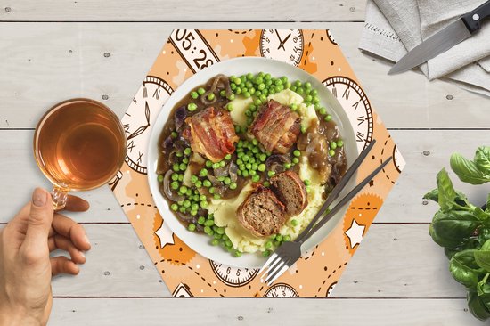 Napperons hexagon - Sets de table - Set de table hexagone - Motifs - Klok - Sablier - 6 pièces