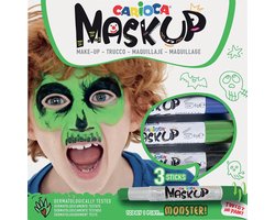 CARIOCA MASK UP "Monster" Schminkstiften - 3 kleuren (Groen/Blauw/Zwart) - Kindergrime - Uitwasbaar