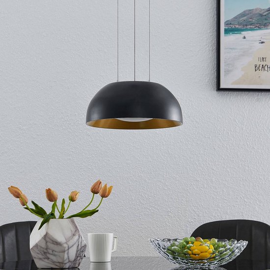 Lindby - Hanglampen - 1licht - aluminium, acryl - H: 13.2 cm - zwart, goud - Inclusief lichtbron