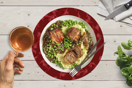 Sets de table ronds - Dessous de plat - Sets de table ronds - Motifs - Rouge - Camouflage - 8 pièces